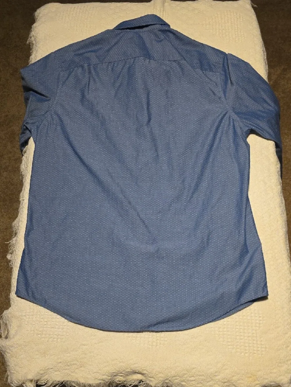 Banana Republic Blue Micro-Pattern Long Sleeve Dress Shirt, Non-iron, Size Large